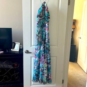 Multi color gown with side cutouts